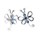 Victoria Multiple Stud Earrings India - Butterfly Design Blue Topaz Blue Stud