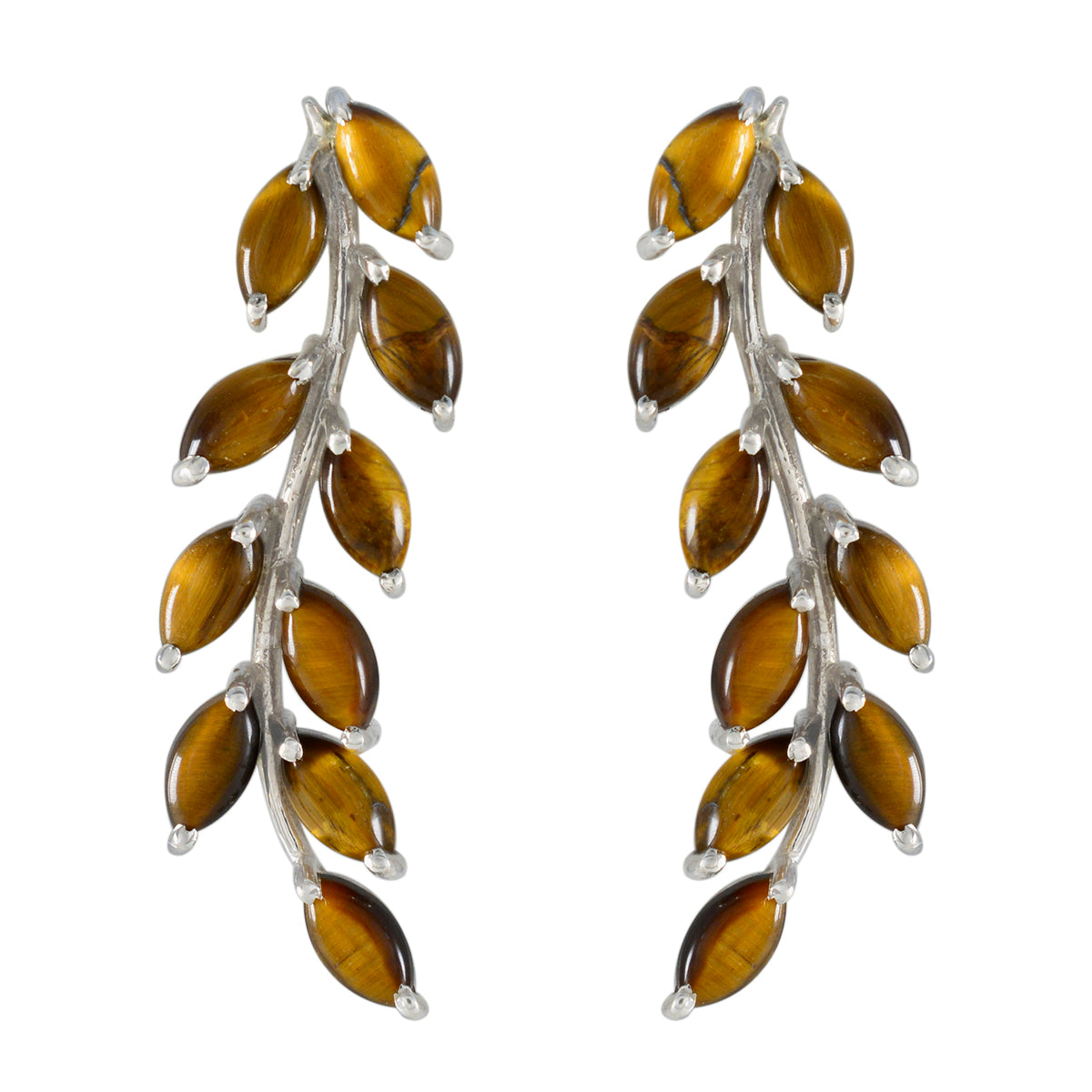 Patricia Multiple Stud Earrings India - Elegant Design Tiger Eye Brown Stud
