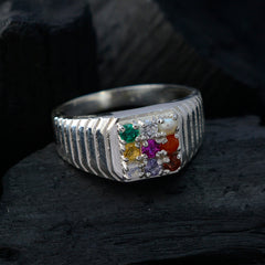 Zazlle Navratna Fashion Ring India - Colorful Gemstone Design