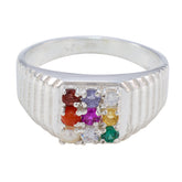 Zazlle Navratna Fashion Ring India - Colorful Gemstone Design Multi Stone Multicolor