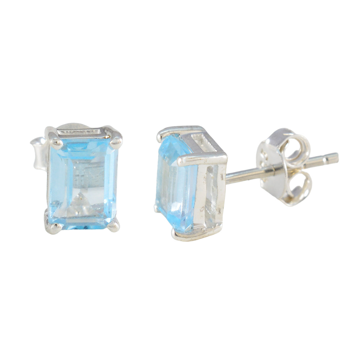 Noelia Stud Earrings India - Elegant Gemstone Style Blue Topaz Blue Stud