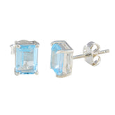 Noelia Stud Earrings India - Elegant Gemstone Style Blue Topaz Blue Stud