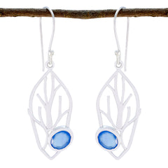 Nora Blue Dangle Earrings with Nature-Inspired Design Chalcedony Blue Dangle