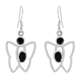 Nova Black Slim Earrings - Stylish Butterfly Design Black Onyx Black Dangle