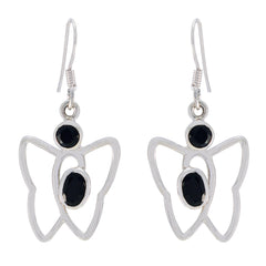 Nova Black Slim Earrings - Stylish Butterfly Design Black Onyx Black Dangle