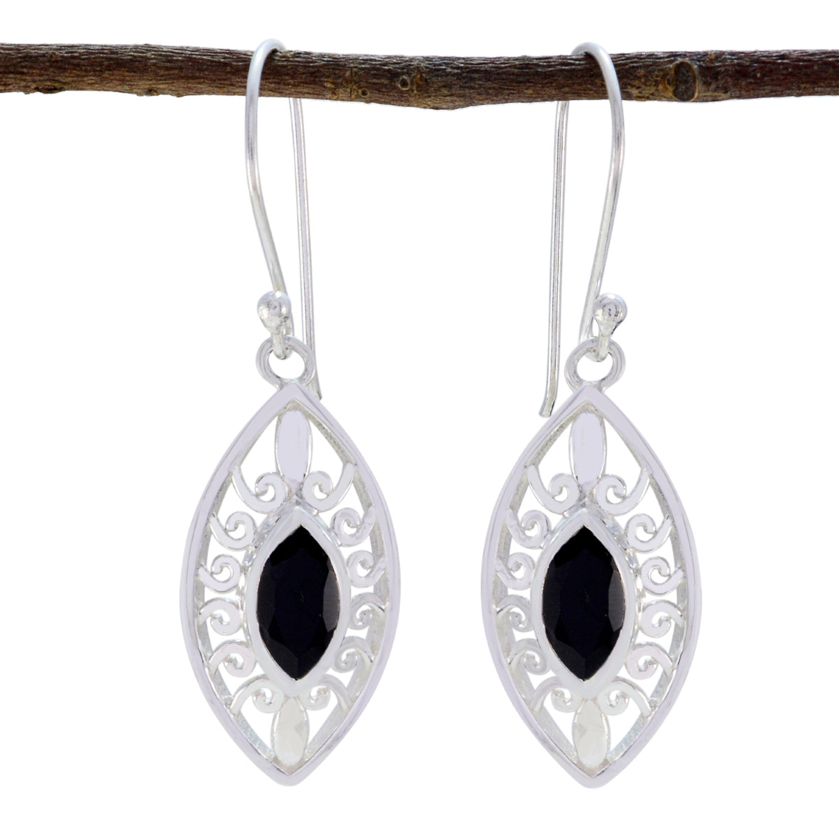 Nova Black Solitaire Earrings - Elegant Fashion Jewelry Black Onyx Black Dangle