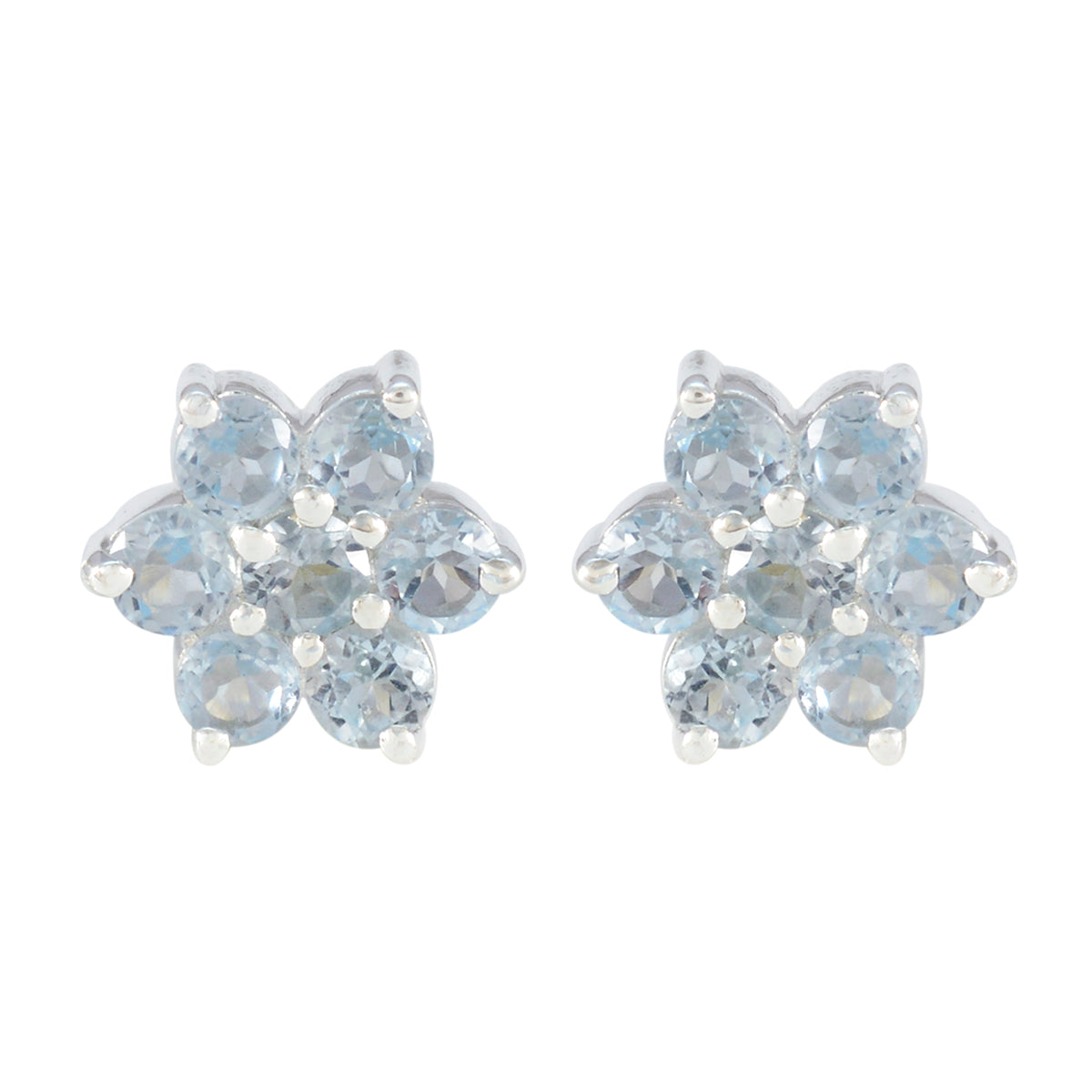 Nova Blue Stud Earrings - Stylish Floral Design Blue Topaz Blue Stud