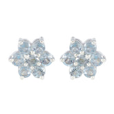 Nova Blue Stud Earrings - Stylish Floral Design Blue Topaz Blue Stud