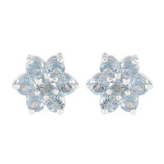 Nova Blue Stud Earrings - Stylish Floral Design Blue Topaz Blue Stud
