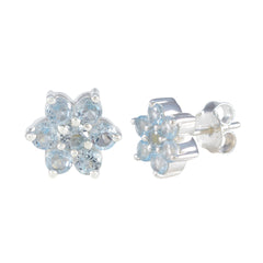 Nova Blue Stud Earrings - Stylish Floral Design