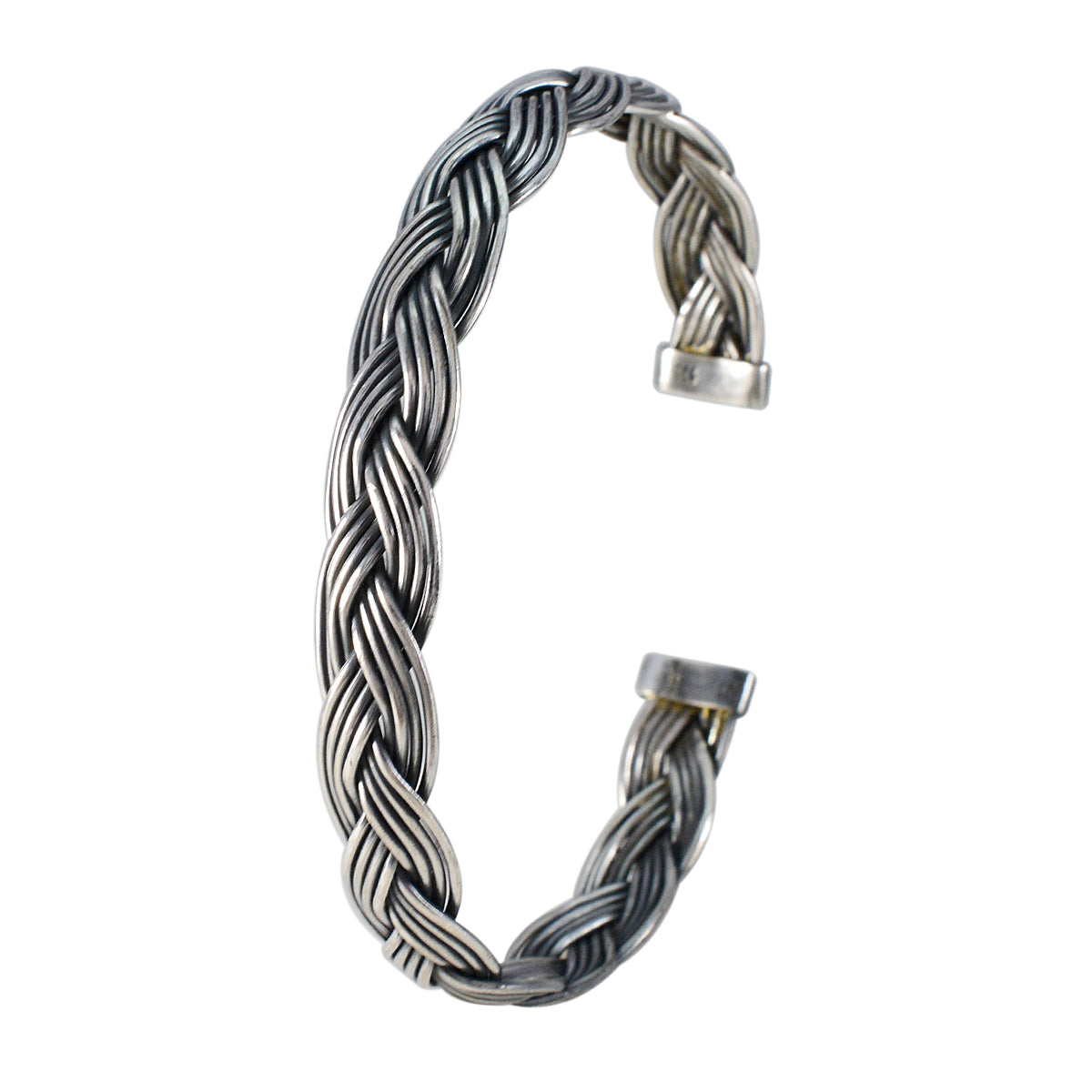 Olivia Silver Cuff Bracelet - Elegant Braided Design Plain Silver