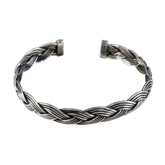 Olivia Silver Cuff Bracelet - Elegant Braided Design