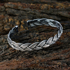 Olivia Silver Cuff Bracelet - Elegant Braided Design