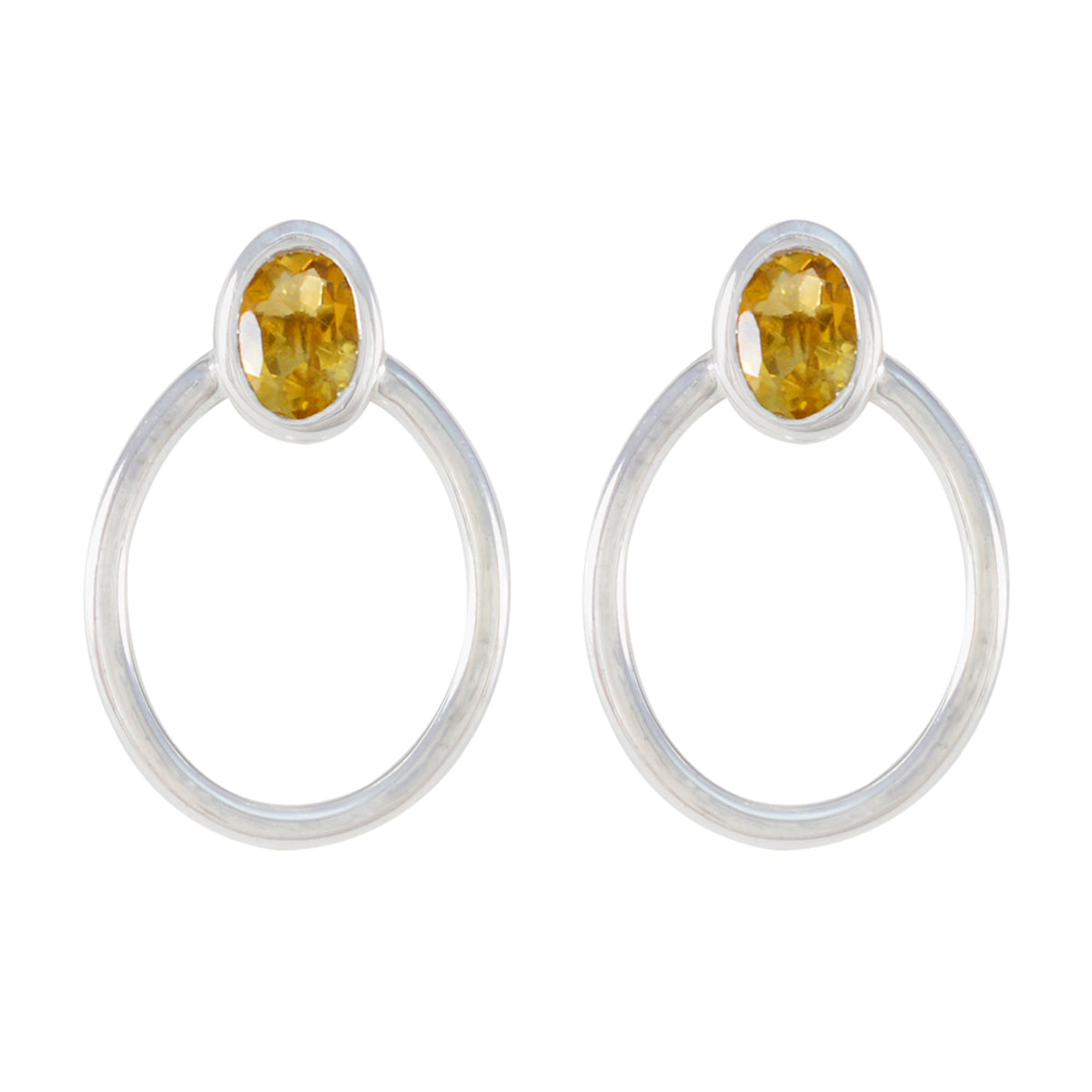 Olivia Stud Earrings India - Chic Gemstone Design Citrine Yellow Stud