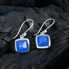 Hua Party Wear Blue Earrings with Gemstone Accent