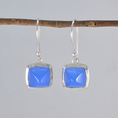 Hua Party Wear Blue Earrings with Gemstone Accent