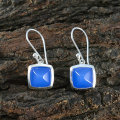 Hua Party Wear Blue Earrings with Gemstone Accent