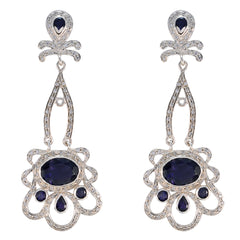 Ayesha Party Wear Gemstone Jewelry Earrings Iolite Blue Dangle