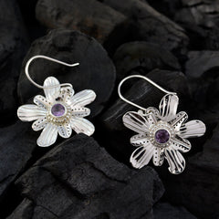 Ella Party Wear Purple Earrings with Flower Design