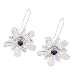 Ella Party Wear Purple Earrings with Flower Design