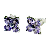 Isabella Party Wear Purple Earrings for Glam Looks Amethyst Purple Stud