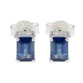 Paula Blue Solitaire Earrings for Elegant Style Blue Sapphire Blue Stud