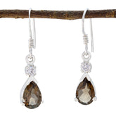 Paula Brown Dangle Earrings for Glamorous Looks Smoky Quartz Brown Dangle