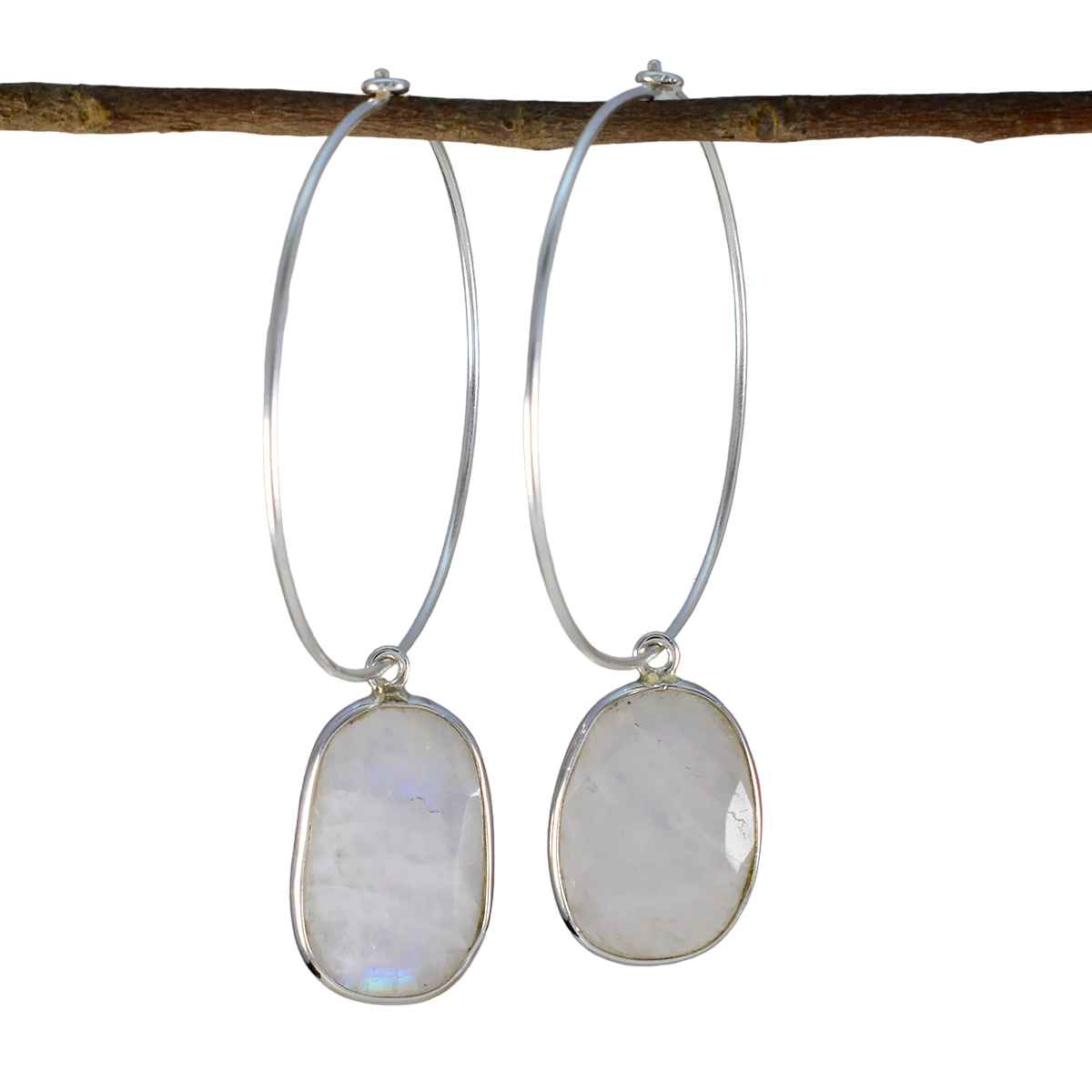 Paula White Dangle Earrings for Elegant Style Rainbow Moonstone White Dangle
