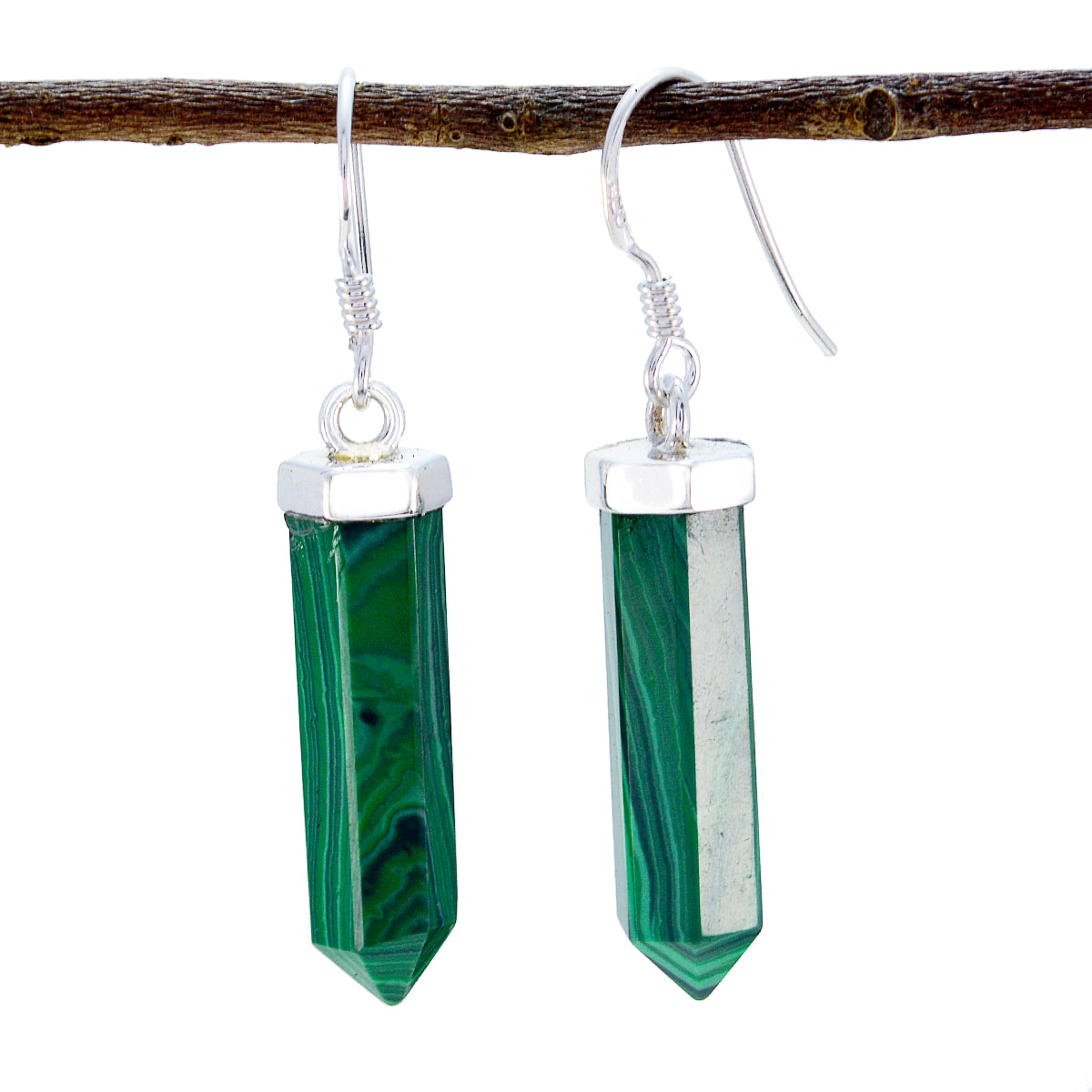 Penelope Green Dangle Earrings - Stylish Malachite Design Malachite Green Dangle