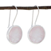 Penelope Pink Solitaire Earrings for Everyday Glam Rose Quartz Pink Dangle