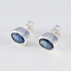 Pilar Blue Solitaire Earrings - Elegant Gemstone Jewelry