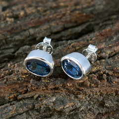 Pilar Blue Solitaire Earrings - Elegant Gemstone Jewelry