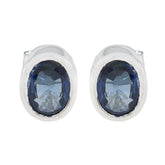 Pilar Blue Solitaire Earrings - Elegant Gemstone Jewelry Blue Sapphire Blue Stud