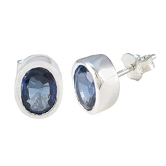 Pilar Blue Solitaire Earrings - Elegant Gemstone Jewelry
