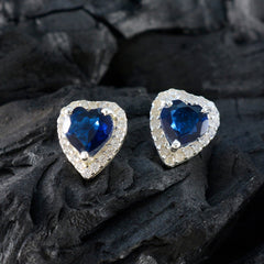 Pilar Blue Stud Earrings with Sparkling Accents