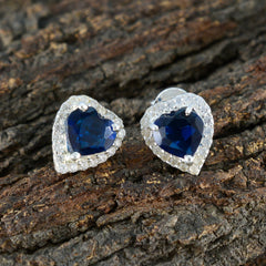 Pilar Blue Stud Earrings with Sparkling Accents