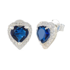 Pilar Blue Stud Earrings with Sparkling Accents