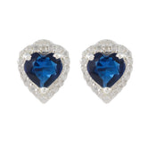 Pilar Blue Stud Earrings with Sparkling Accents Blue Sapphire CZ Blue Stud