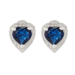 Pilar Blue Stud Earrings with Sparkling Accents Blue Sapphire CZ Blue Stud