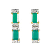 Pilar Green Stud Earrings with Sparkling Gemstones Green Onyx Green Stud