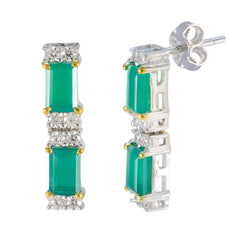 Pilar Green Stud Earrings with Sparkling Gemstones