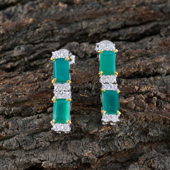 Pilar Green Stud Earrings with Sparkling Gemstones
