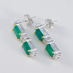 Pilar Green Stud Earrings with Sparkling Gemstones
