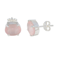 Pilar Pink Solitaire Stud Earrings for Everyday Glam