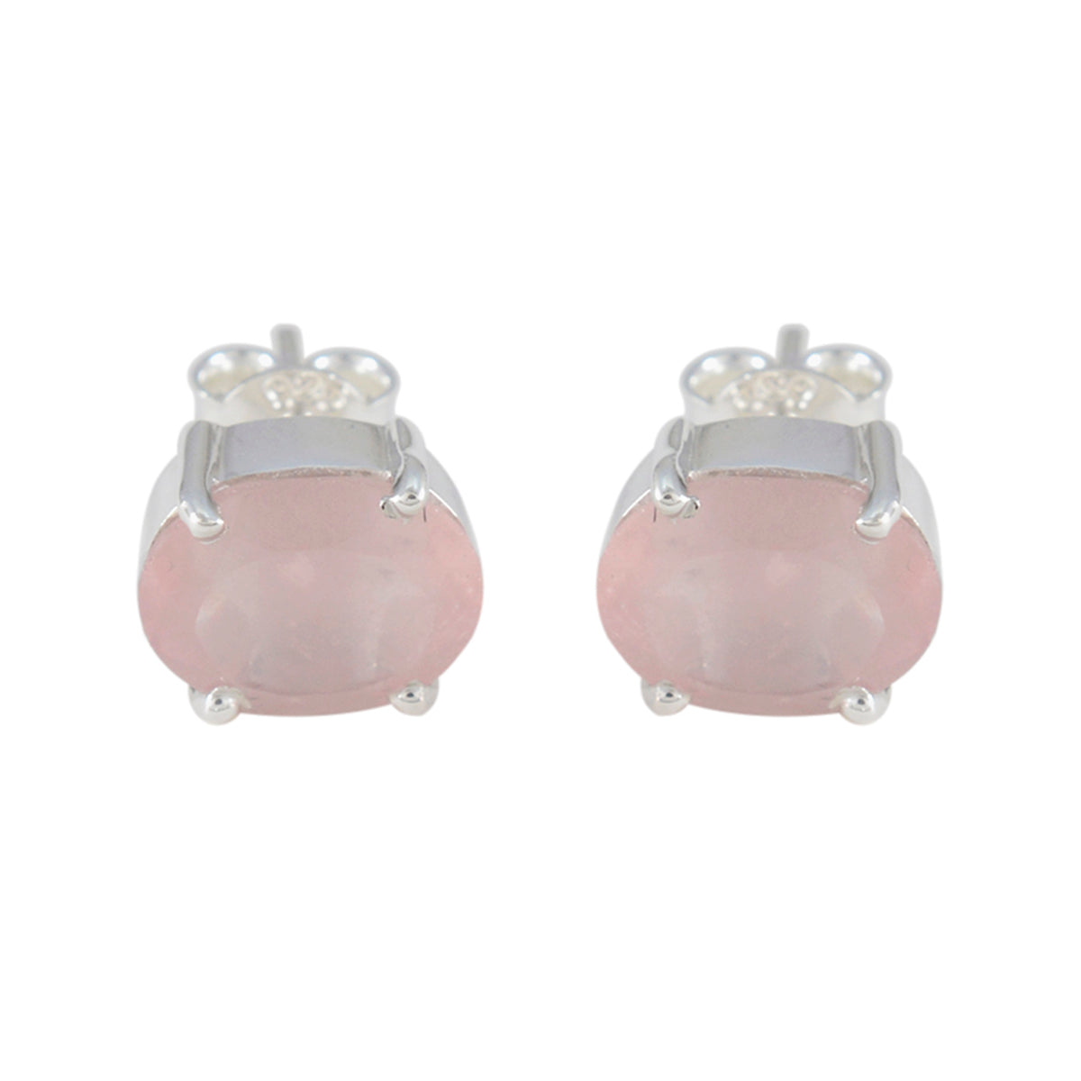 Pilar Pink Solitaire Stud Earrings for Everyday Glam Rose Quartz Pink Stud