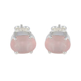 Pilar Pink Solitaire Stud Earrings for Everyday Glam Rose Quartz Pink Stud