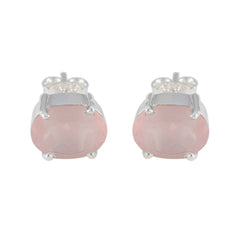 Pilar Pink Solitaire Stud Earrings for Everyday Glam Rose Quartz Pink Stud