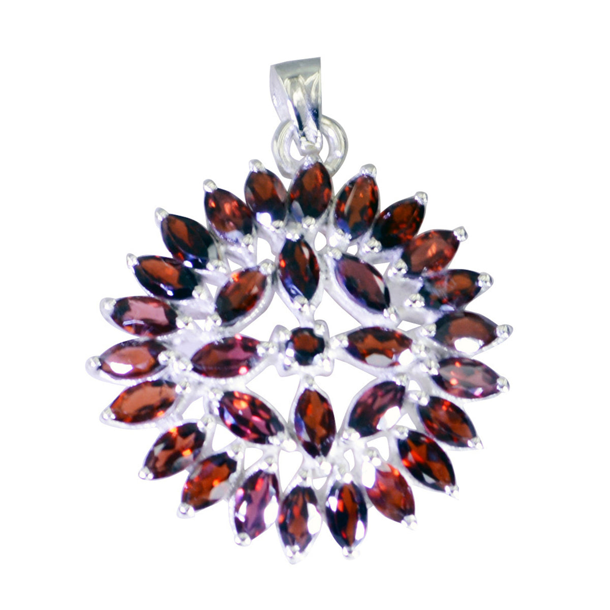 Pilar Red Statement Pendant - Bold Gemstone Jewelry Garnet Red Red