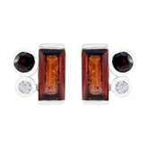 Pilar Red Stud Earrings for Everyday Glam Garnet Red Stud