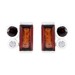 Pilar Red Stud Earrings for Everyday Glam Garnet Red Stud